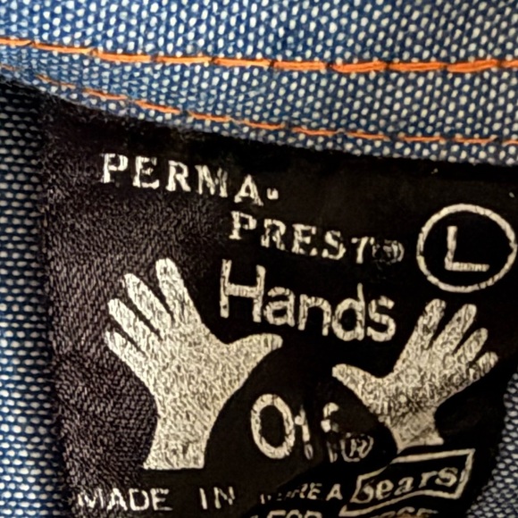 Vintage hand embroidered denim western shirt. Parrot, mushroom, tree, stars, L - Picture 4 of 8